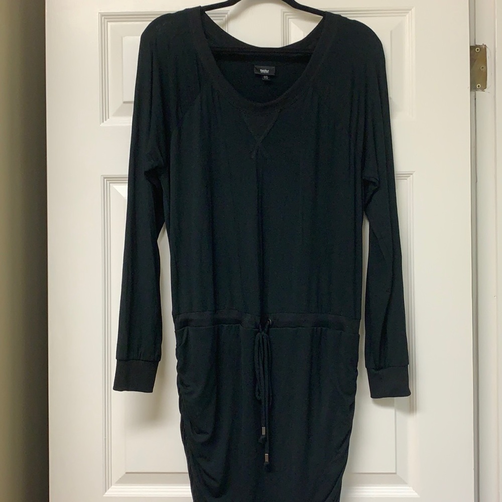 Mossimo Black Long Sleeved Dress Ruched Sides
